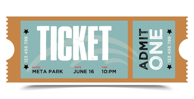 Ticket Vintage Minimalist Ticket Invitation Diseño de plantillas para entradas