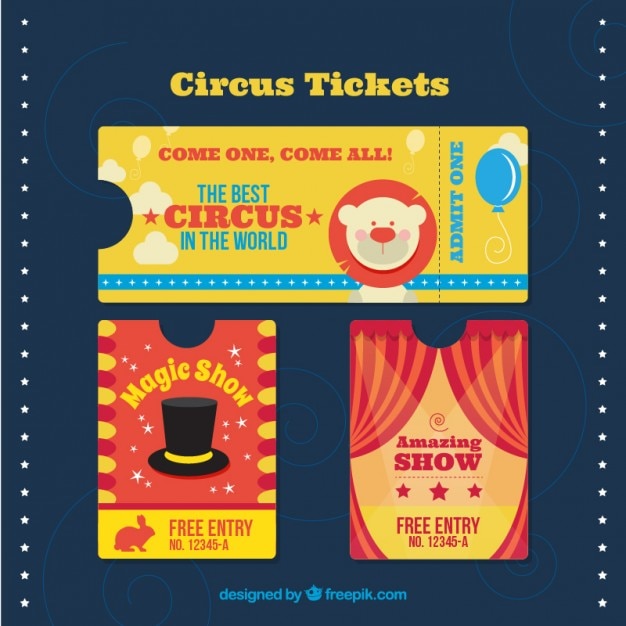 Vector tickets de circo de colores