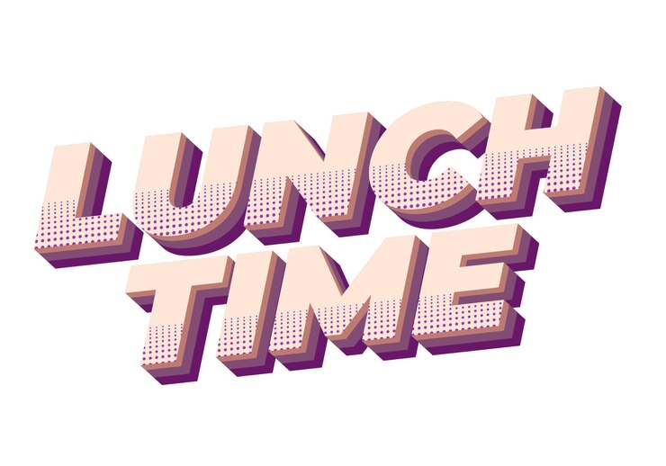 Vector tiempo de almuerzo efecto de texto en estilo 3d con buenos colores