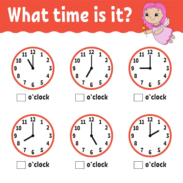 siglo predicción ellos Tiempo de aprendizaje en el reloj. hoja de trabajo de actividades  educativas para niños y niños pequeños. | Vector Premium