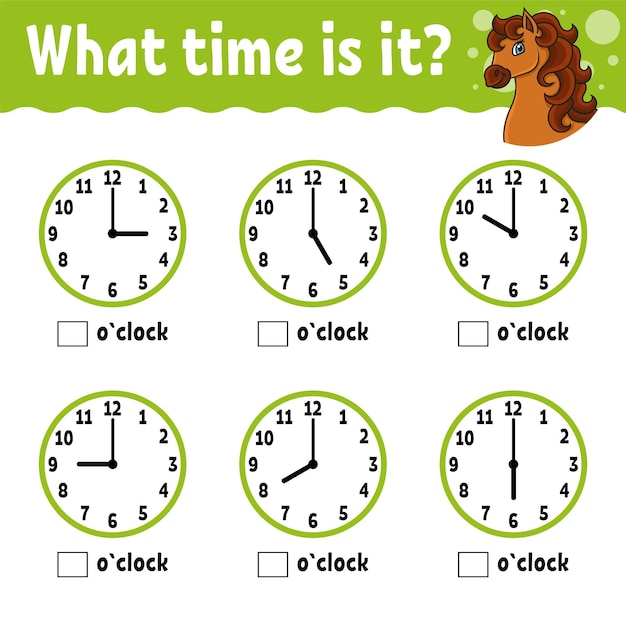 Tiempo de aprendizaje en el reloj hoja de trabajo de actividades educativas para niños y niños pequeños