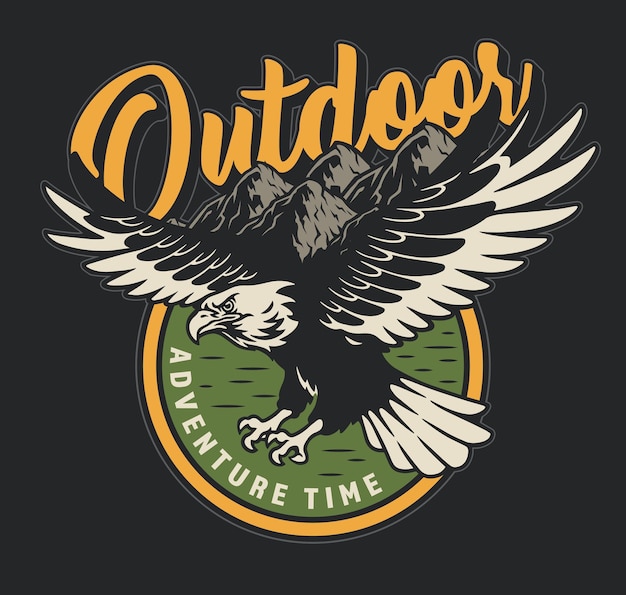 Tiempo de aventura diseño gráfico al aire libre con águila