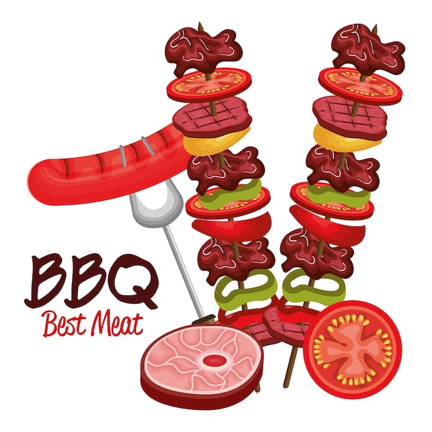 tiempo de barbacoa mejor diseño de ilustración vectorial de carne