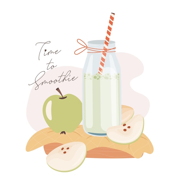 Tiempo para batido dieta de alimentos saludables ilustración vectorial