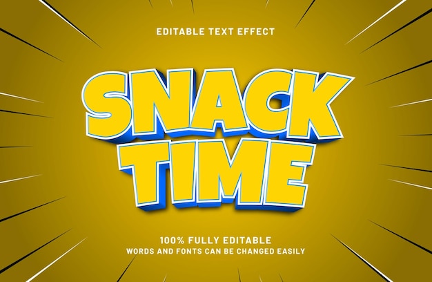 tiempo de bocadillo efecto de texto editable en niños y estilo de texto de juego