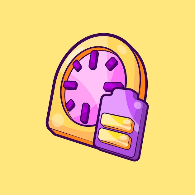 Tiempo de carga con ilustración vectorial del reloj despertador