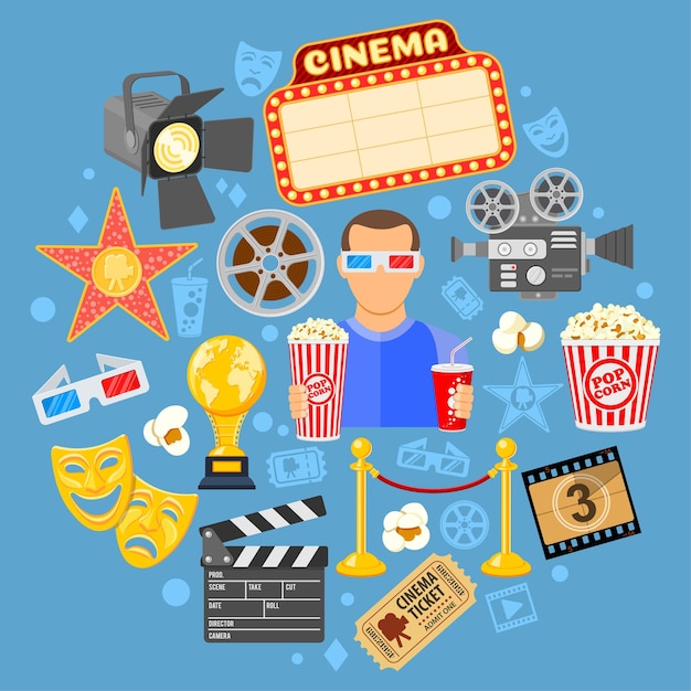 Vector tiempo de cine y cine