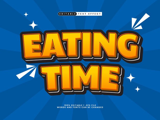 tiempo de comida efecto de texto editable