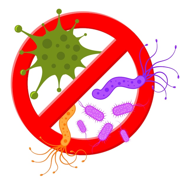 Tiempo para el concepto de vacuna contra la gripe. icono de estilo plano. firmar detener virus, microbios. ilustración vectorial aislada