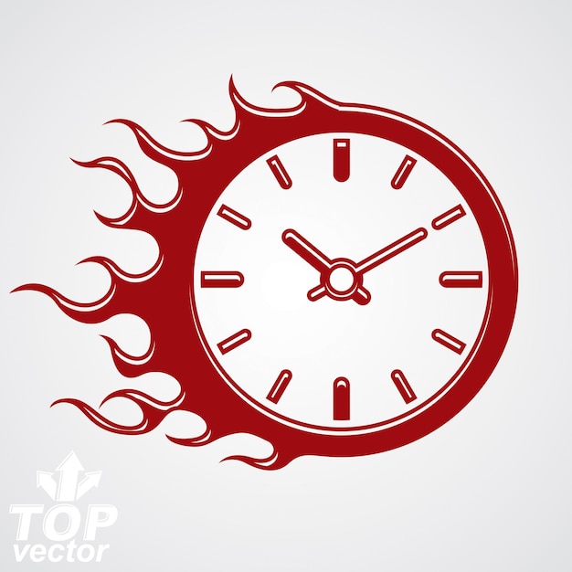 El tiempo corre rápido icono de negocio conceptual, reloj vectorial con fuego ardiente Eps 8 ilustración de alta calidad. Ilustración estilizada del tema de la fecha límite: elemento web, mejor para su uso en diseño gráfico.