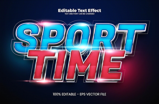 Tiempo de deporte efecto de texto editable en el estilo de la tendencia moderna