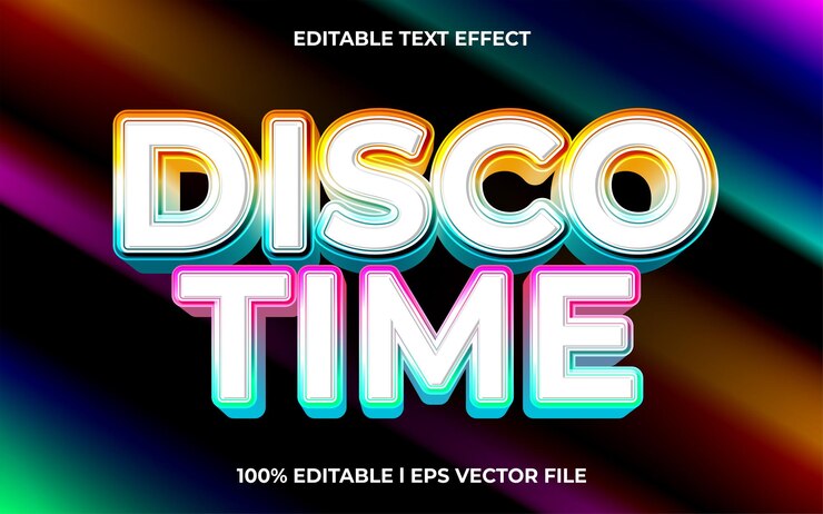 Vector tiempo de disco efecto de texto 3d y plantilla de texto editable uso de estilo 3d para negocios título