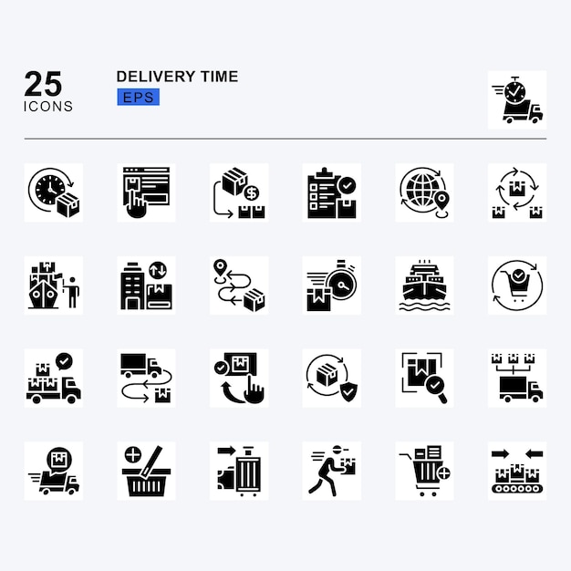 Tiempo de entrega 25 paquetes de iconos de glifos