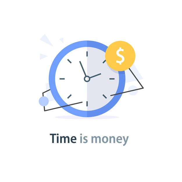 El tiempo es dinero concepto de negocios y finanzas pago rápido reloj y dinero en efectivo préstamo rápido crédito fácil
