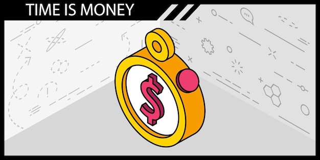 El tiempo es dinero icono de diseño isométrico Ilustración web vectorial Concepto colorido 3d