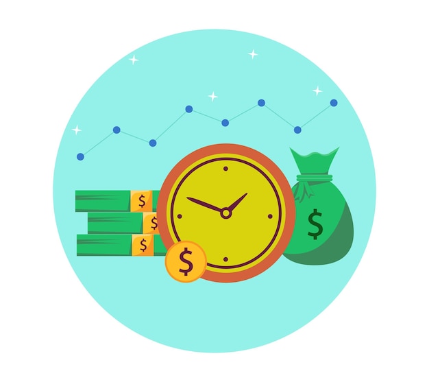 Vector el tiempo es dinero ilustración, negocio o diseño de activos financieros