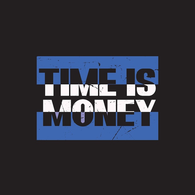 El tiempo es tipografía de dinero para camiseta estampada Vector Premium