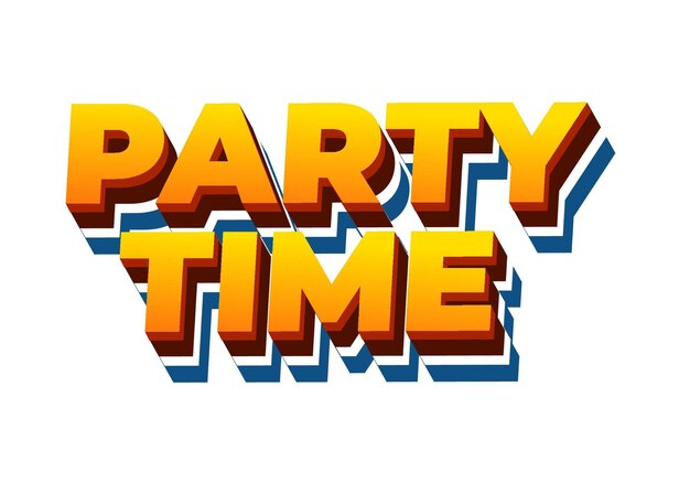 Tiempo de fiesta Efecto de texto en aspecto 3D con colores llamativos