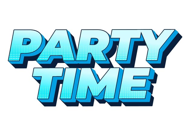 Tiempo de fiesta Efecto de texto en aspecto 3D con colores llamativos