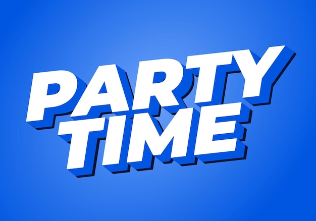 Tiempo de fiesta Efecto de texto en aspecto 3D con colores llamativos