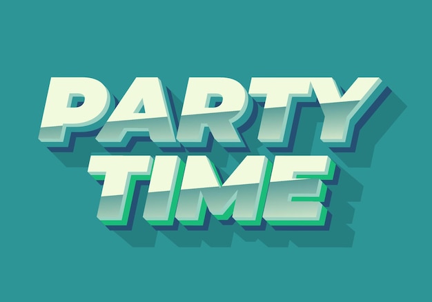 Tiempo de fiesta Efecto de texto en aspecto 3D con colores llamativos