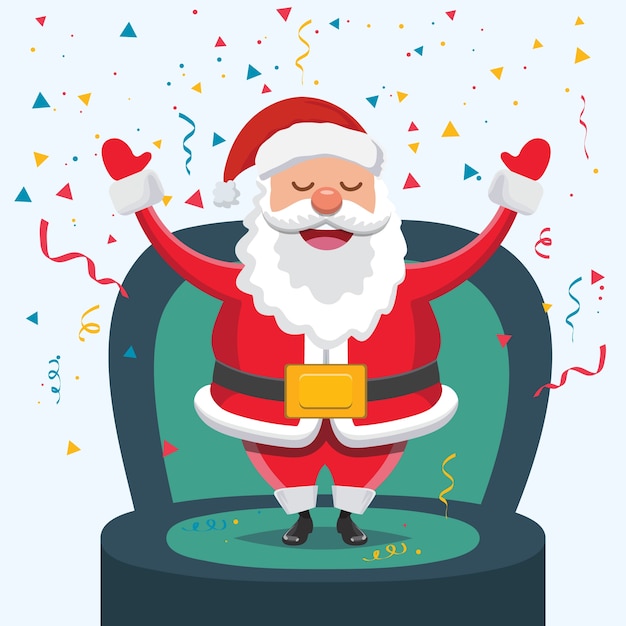 Vector tiempo de fiesta de navidad con santa claus