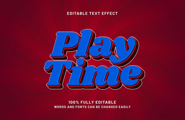 tiempo de juego efecto de texto editable en estilo de texto de juego y niños