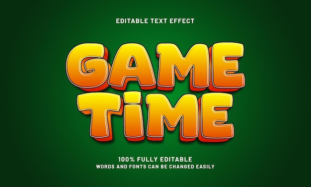 tiempo de juego efecto de texto editable con un tema de niños y juegos