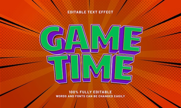tiempo de juego efectos de texto editables con un juego y tema feliz