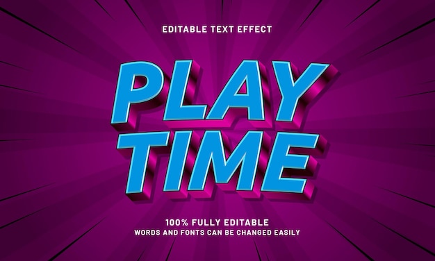 tiempo de juego efectos de texto editables con un tema de juego y niños