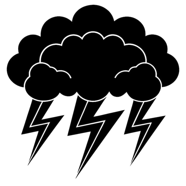 El tiempo de lluvia con el icono de la silueta del trueno Colección de iconos del tiempo de tormenta