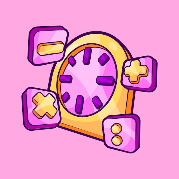 Tiempo matemático con ilustración vectorial de reloj despertador para la escuela y el elemento de diseño educativo