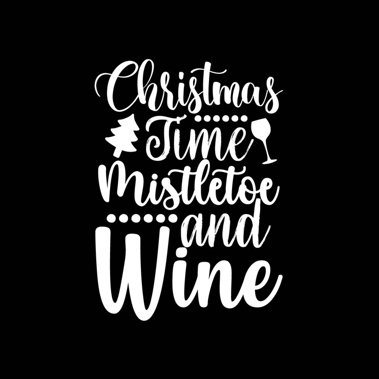Tiempo de Navidad Mistletoe y Vino svg