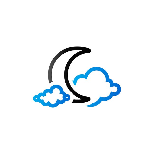 El tiempo nublado icono nublado en dúo tono color pronóstico noche nublado frío