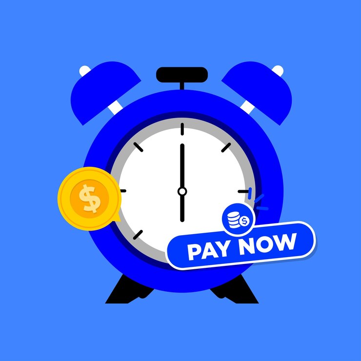 Tiempo de pago en el reloj Tiempe de pago diario del pago de la suscripción Reloj plano con pago por botón programado