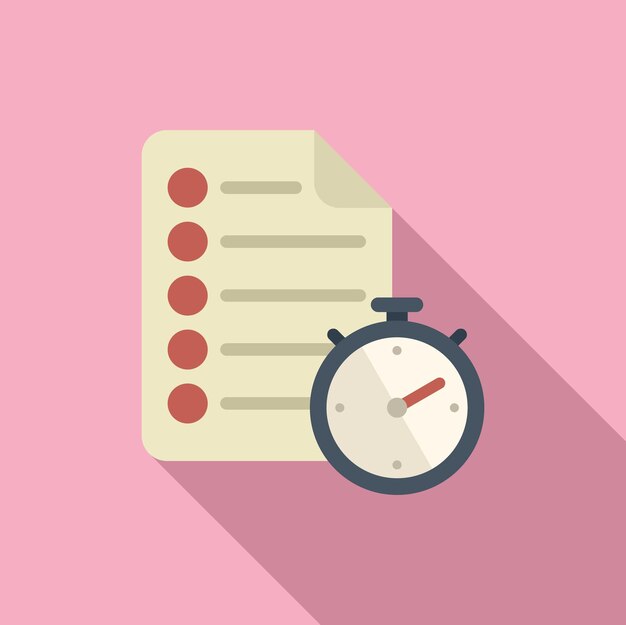 Tiempo papel icono vector plano Control de trabajo Tarea reloj de arena