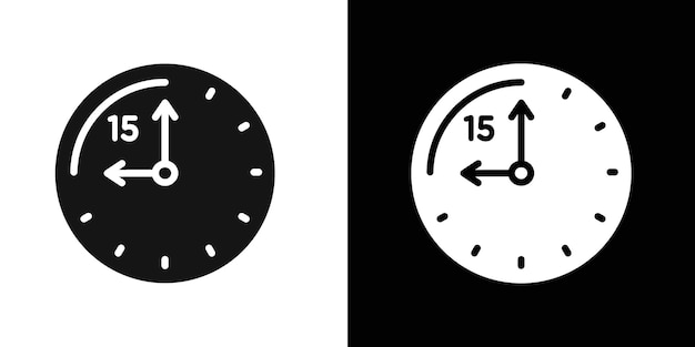 Tiempo pasado cuarto icono de línea plana conjunto de símbolos