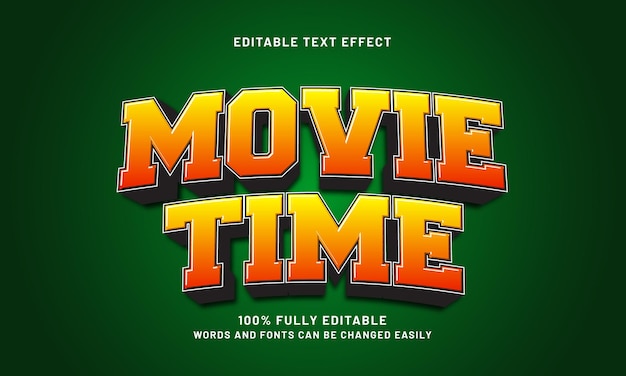 tiempo de película efecto de texto editable con una película y tema de película