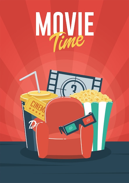 Vector tiempo de película. se puede utilizar para flyer, póster, banner, publicidad y fondo de página web