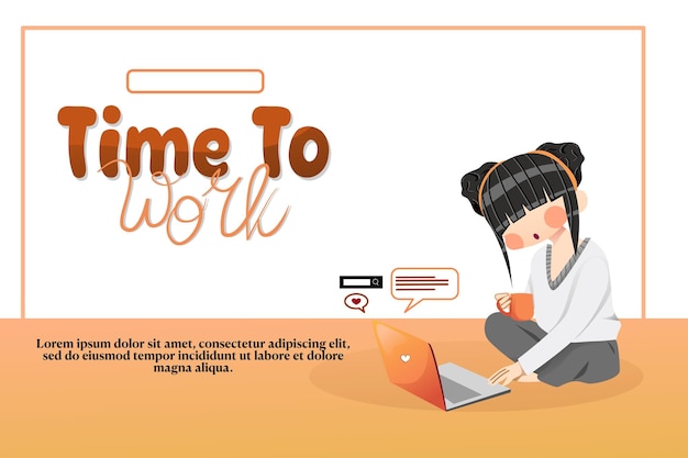 Tiempo para trabajar Mujer joven que trabaja remotamente con una computadora portátil