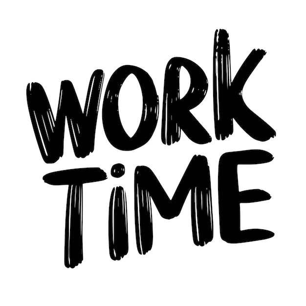 Tiempo de trabajo letras de texto arte vectorial dibujado a mano