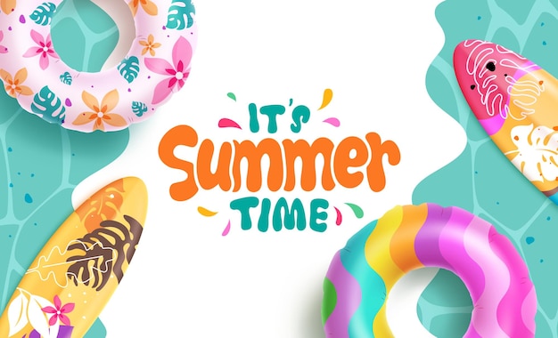 Tiempo de verano diseño de fondo de clipart de borde Tiempo del verano texto en fondo abstracto tropical verde