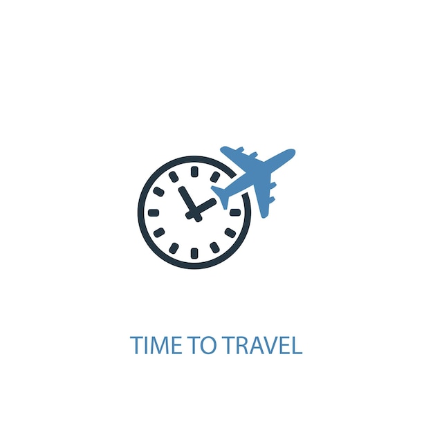 Tiempo para viajar concepto 2 icono de color. ilustración simple elemento azul. tiempo para viajar concepto símbolo diseño. se puede utilizar para ui / ux web y móvil