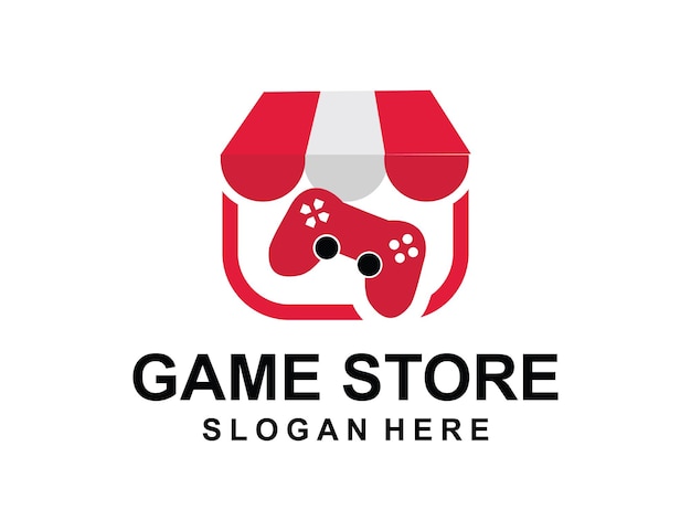 tienda abstracta con juegos de control dentro del logotipo de la tienda de juegos