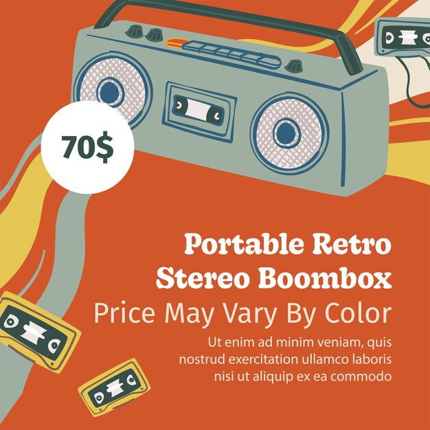 Tienda de antigüedades de boombox estéreo retro portátil