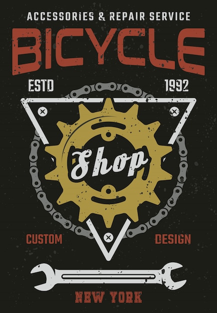 Vector tienda de bicicletas y servicio de reparación vintage vector poster