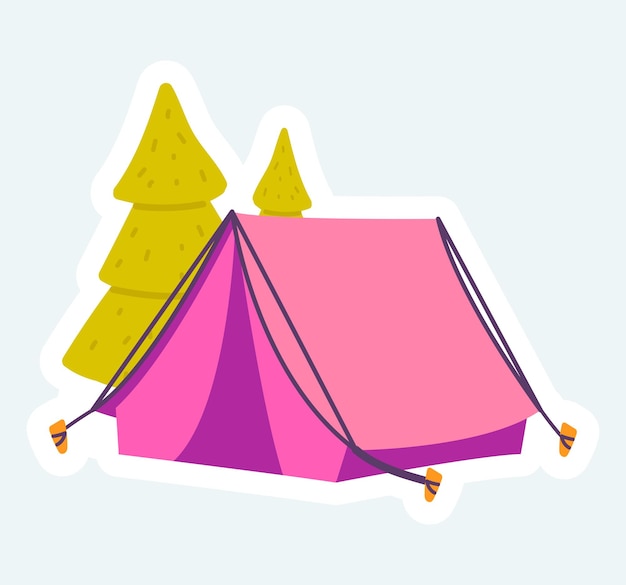 Tienda de campaña para descansar al aire libre en equipo de trekking forestal