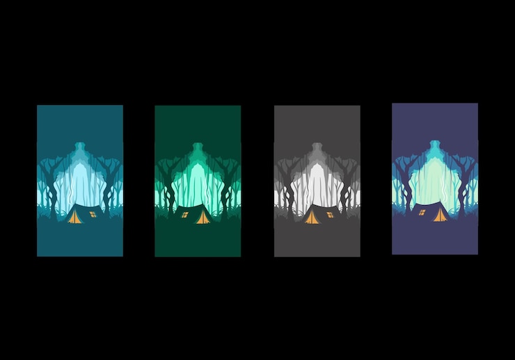 Vector tienda de campaña en una ilustración plana de bosque denso