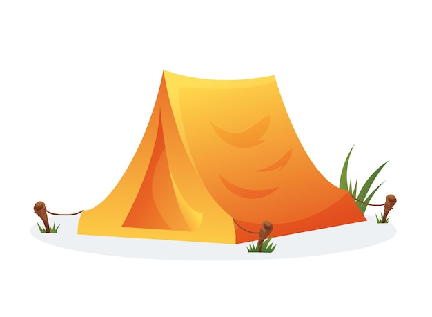 Tienda de campaña en la ilustración de vector de viajes al aire libre