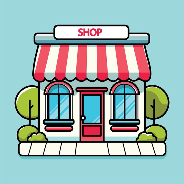 tienda de compras edificio diseño vectorial ilustración diseño plano